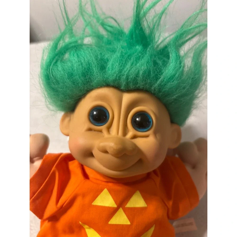 Russ Troll Doll Halloween Pumpkin Outfit Green Hair‎ Collectible Toy